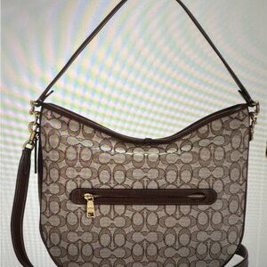 Coach Soft Tabby Signature Jacquard Hobo Bag in Oak Maple